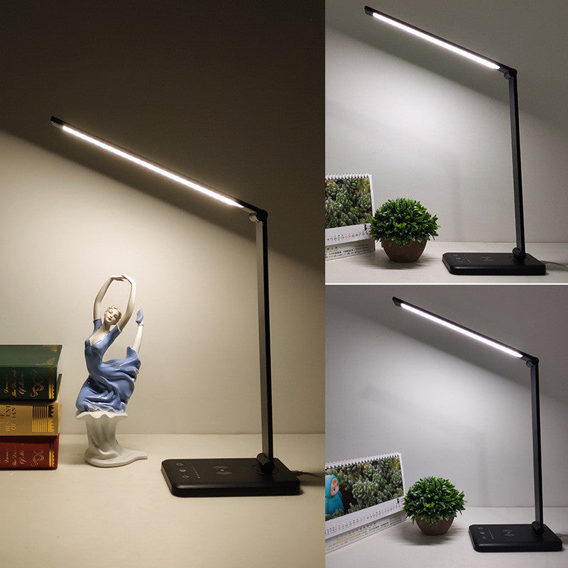 Smart Touch LED Desk Lamp – Dimmable Eye-Care Folding Light – Black, Wireless 5levels dimming USB
