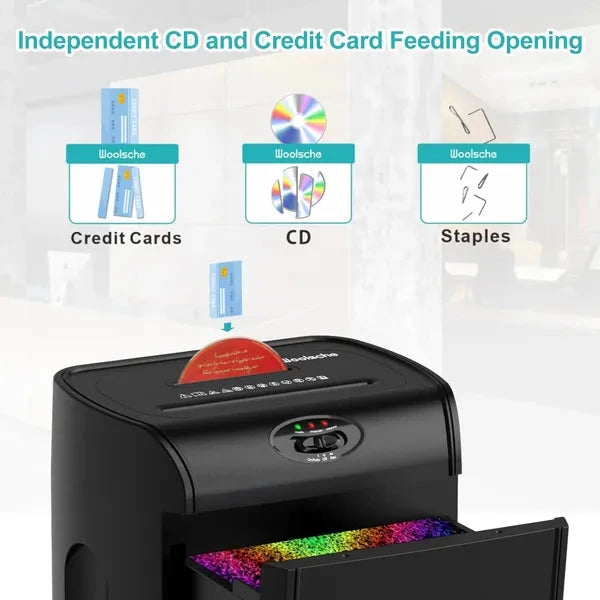 Woolsche Paper Shredder, 16-Sheet Cross Cut With 4.76-Gallon Pull Out Basket, P-4 Security Level, 3-Mode Design Shred Paper And CD/Credit Card, Durable&Fast With Jam Proof System Shredder For Office