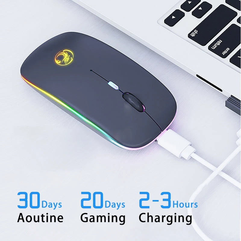 Rechargeable Bluetooth Dual-Mode Wireless Silent Mouse – White, Dual mode light emission