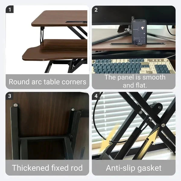 32-Inch Sit-to-Stand Desk Converter – Dual Monitor Walnut – alternate product view