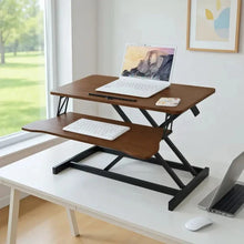 32-Inch Sit-to-Stand Desk Converter – Dual Monitor Walnut – alternate product view