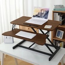 32-Inch Sit-to-Stand Desk Converter – Dual Monitor Walnut – alternate product view