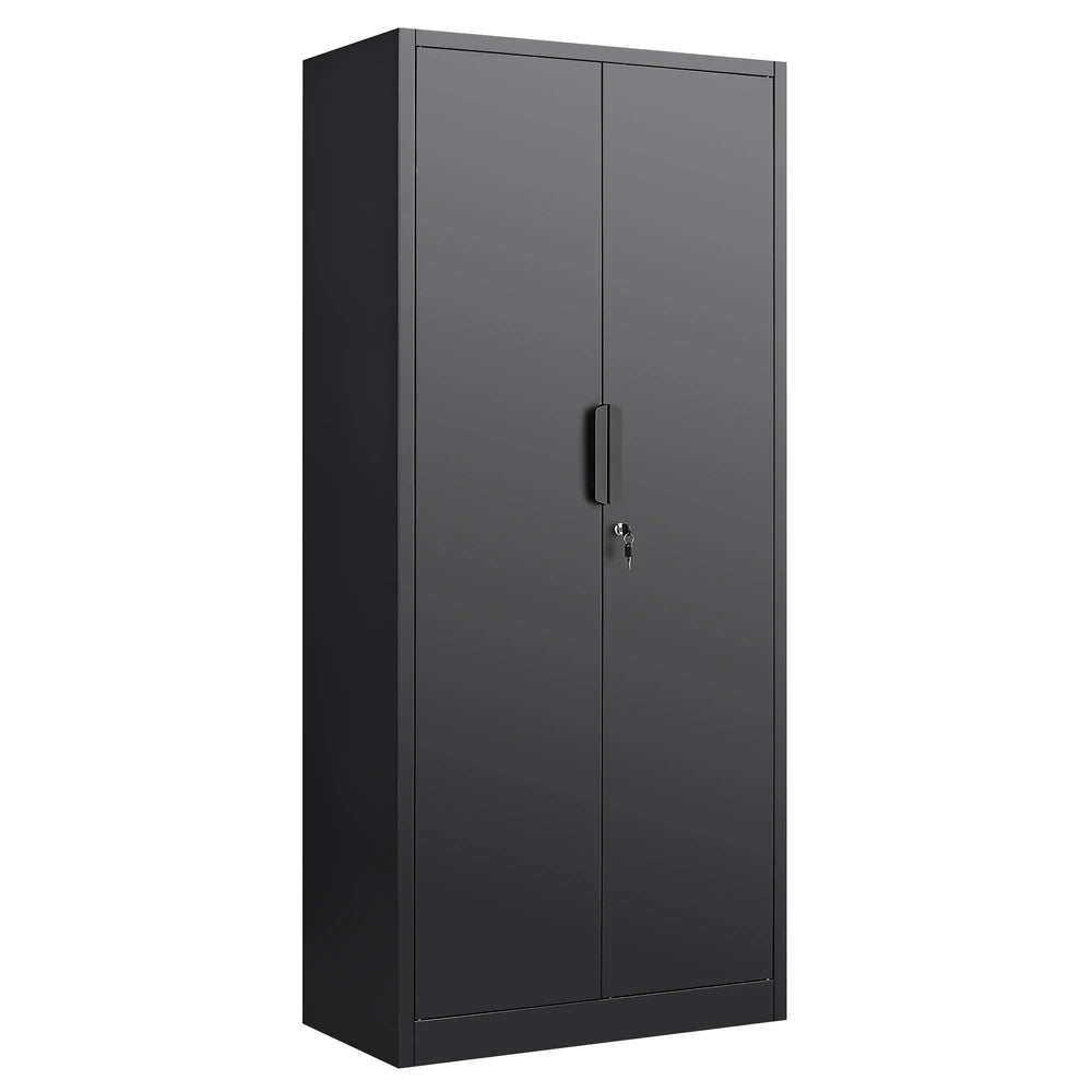 72-Inch 2-Door Steel File Cabinet with Lock – 4 Shelves Black – alternate product view