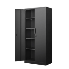 72-Inch 2-Door Steel File Cabinet with Lock – 4 Shelves Black – alternate product view