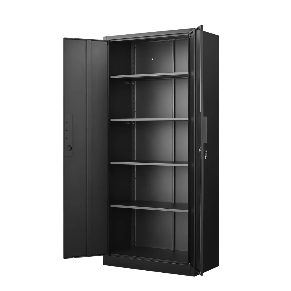 72-Inch 2-Door File Cabinet With Lock, 4 Adjustable Shelves, Heavy-Duty Steel Construction, For Commercial Office, Home Office, Legal Size & Letter File Storage, Organization Cabinet In Black