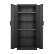 72-Inch 2-Door Steel File Cabinet with Lock – 4 Shelves Black – Black