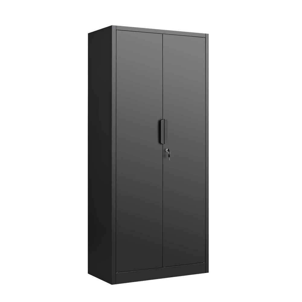 70-Inch 2-Door File Cabinet With Lock, 4 Adjustable Shelves, Heavy-Duty Steel Construction, For Commercial Office, Home Office, Legal Size & Letter File Storage, Organization Cabinet In Black