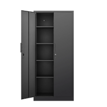 70-Inch 2-Door Steel File Cabinet with Lock – 4 Shelves Black – alternate product view