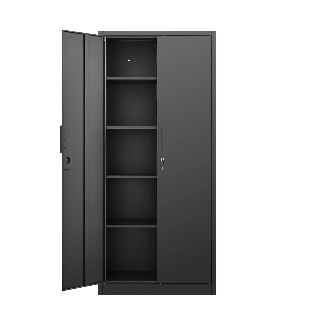 70-Inch 2-Door File Cabinet With Lock, 4 Adjustable Shelves, Heavy-Duty Steel Construction, For Commercial Office, Home Office, Legal Size & Letter File Storage, Organization Cabinet In Black