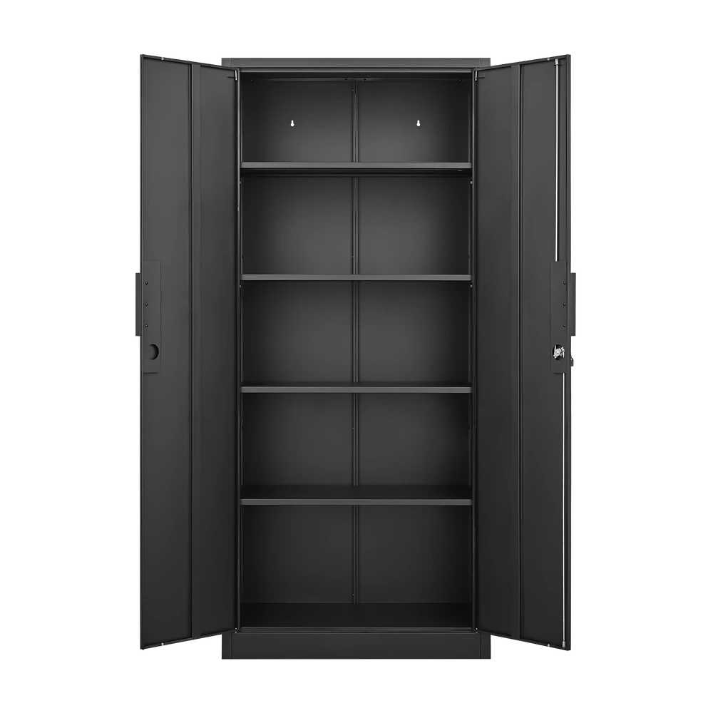 70-Inch 2-Door File Cabinet With Lock, 4 Adjustable Shelves, Heavy-Duty Steel Construction, For Commercial Office, Home Office, Legal Size & Letter File Storage, Organization Cabinet In Black