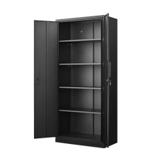 70-Inch 2-Door Steel File Cabinet with Lock – 4 Shelves Black – alternate product view