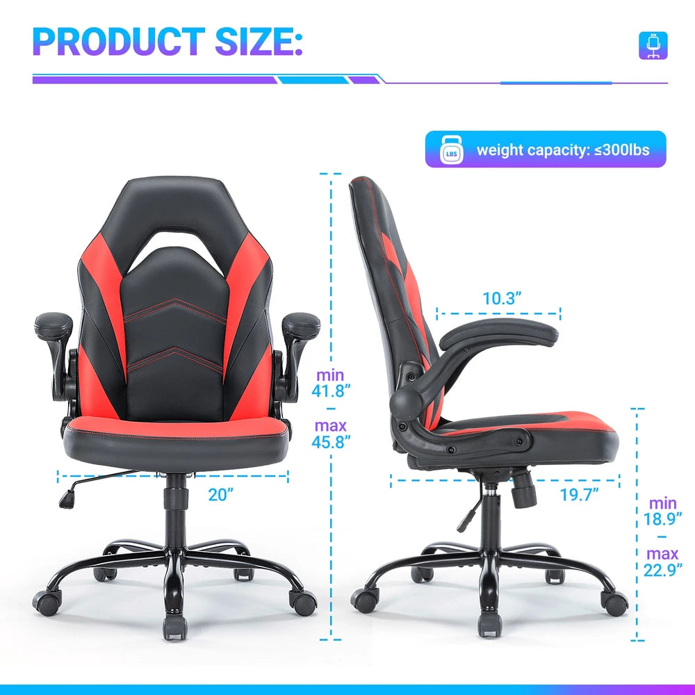 PU Leather Gaming Chair – Ergonomic Swivel Office Chair – Red