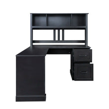 Home Office Computer Desk With Hutch, Antiqued Black Finish – alternate product view