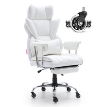 Big & Tall Reclining Office Chair with Footrest – White – White