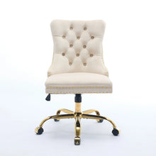 Modern Velvet Tufted Office Chair – Gold Base Swivel – Beige – alternate product view