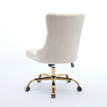 Modern Velvet Tufted Office Chair – Gold Base Swivel – Beige – alternate product view