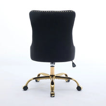 Modern Velvet Tufted Office Chair – Gold Base Swivel – Black – alternate product view