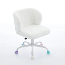 Rabbit Hair Vanity Office Chair – Metal Base Swivel – Ivory – alternate product view
