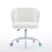 Rabbit Hair Vanity Office Chair – Metal Base Swivel – Ivory – alternate product view
