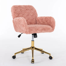 Rabbit Hair Vanity Chair with Gold Swivel Base – alternate product view