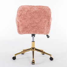 Rabbit Hair Vanity Chair with Gold Swivel Base – alternate product view