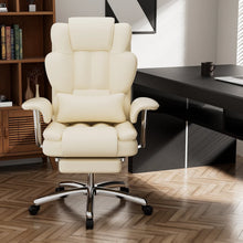 Big & Tall Executive Reclining Office Chair with Footrest – Beige – Beige