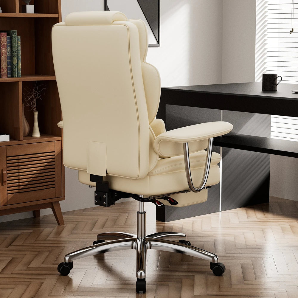 Big & Tall Executive Reclining Office Chair with Footrest – Beige – alternate product view