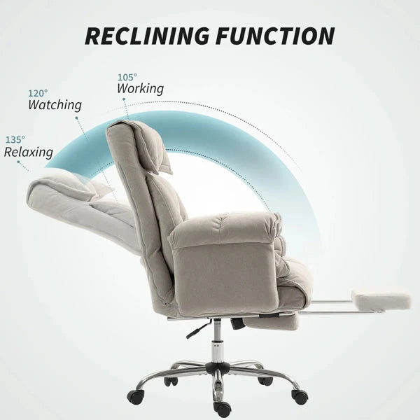 AA Furniture Office Chair,Artificial Rabbit Hair Home Office Chair With Golden Metal Base,Adjustable Desk Chair Swivel Office Chair,Vanity Chair  Gray