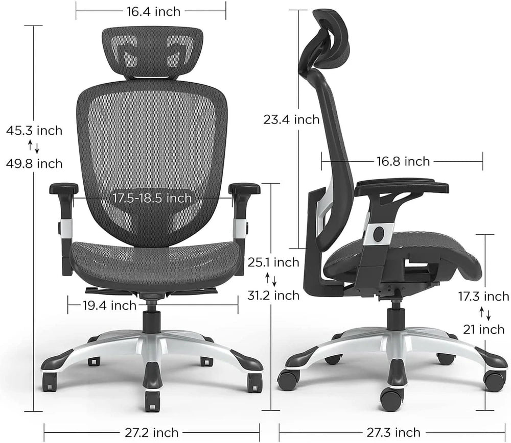 Hyken Ergonomic Mesh Swivel Task Chair Adjustable Black Office Chair – alternate product view