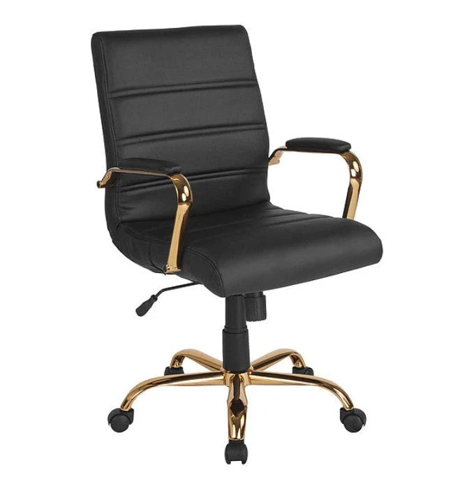 Executive Office Chair with Lumbar Support – Black with Gold