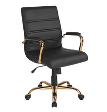 Executive Office Chair with Lumbar Support – Black with Gold