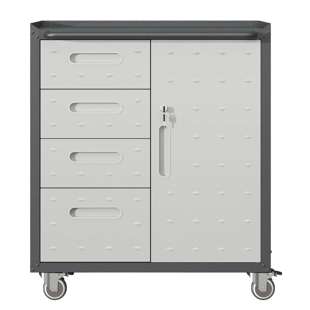 Sturdy Metal Tool Storage Cabinet With Wheels - Tool Storage Cabinet For Garage, Office, And Home Organizer Solutions, Black Gray
