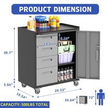 Metal Tool Storage Cabinet on Wheels – Garage & Office – alternate product view