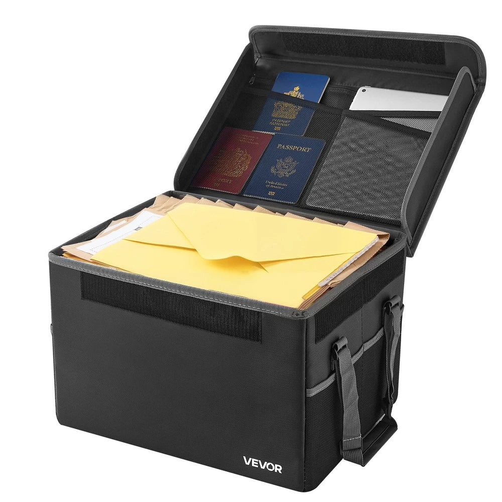 Fireproof Document Box, 1832 ℉ Heat Insulated Fireproof & Waterproof Box, Space-Saving And Foldable Design, Portable Home Office Travel File Organizer, For Passports, Important Documents, Files