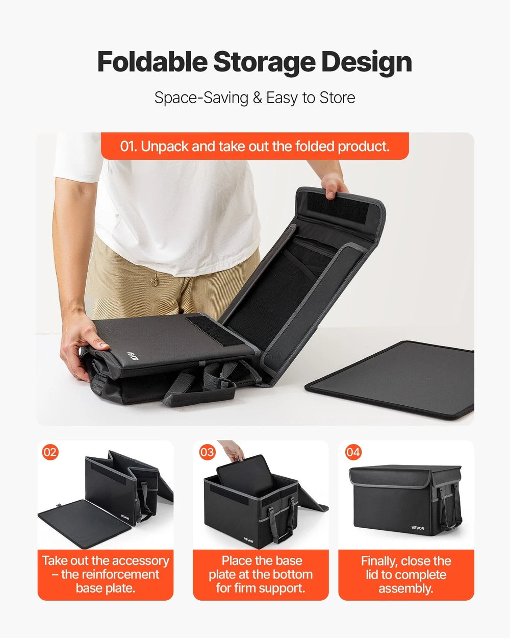 Fireproof Document Box, 1832 ℉ Heat Insulated Fireproof & Waterproof Box, Space-Saving And Foldable Design, Portable Home Office Travel File Organizer, For Passports, Important Documents, Files