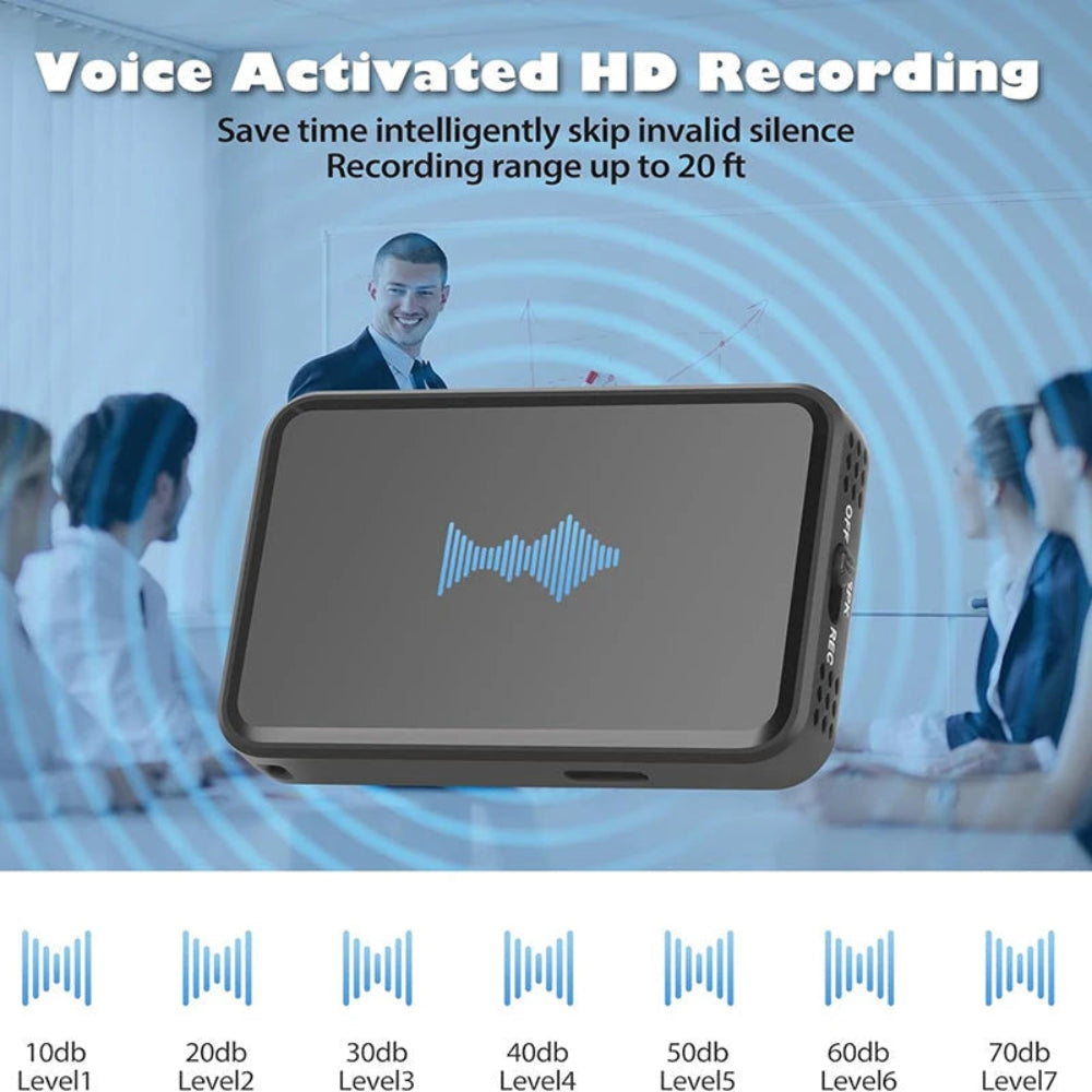 Magnetic voice-activated digital recorder with built-in microphone