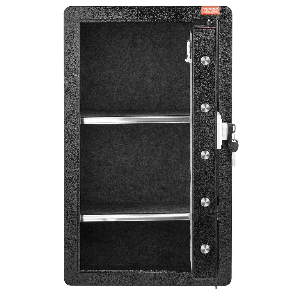 Single Door 4.0 Cu.ft Safe Box With Key Lock, Password & Fingerprint, Safe Lock Box With Fireproof Bag, Key Rack, LED Light, And 2 Shelves For Money, Documents, Jewelry, And Valuables, Black