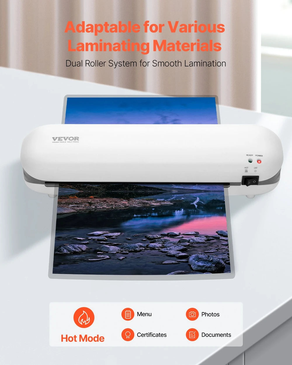 Laminator Machine, Thermal Laminator For Max A4 Paper Size, 3-4 Min Quick Warm Portable Laminator, 3-5 Mil Thickness, Ideal For Home, Office, Business, Or School Supplies, White + Grey