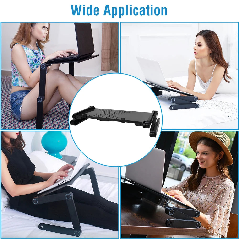 1Pc Foldable Laptop Table Bed Notebook Desk With Mouse Board Aluminum Alloy Breakfast Snacking Tray For Home Office Travel Use