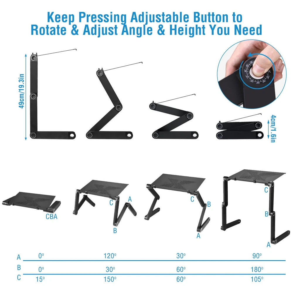 1Pc Foldable Laptop Table Bed Notebook Desk With Mouse Board Aluminum Alloy Breakfast Snacking Tray For Home Office Travel Use