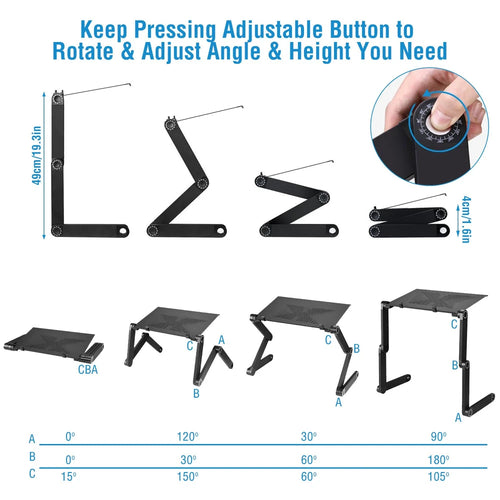 1Pc Foldable Laptop Table Bed Notebook Desk With Mouse Board Aluminum Alloy Breakfast Snacking Tray For Home Office Travel Use