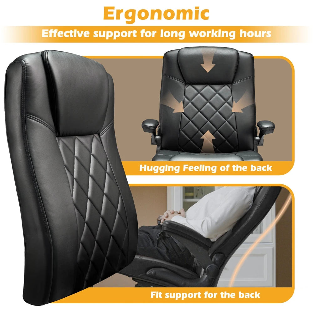 Leather Executive Office Chair with Armrest & Rocking Function – alternate product view