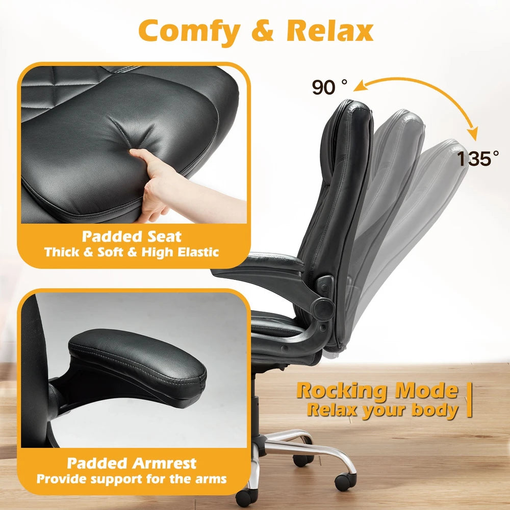 Leather Executive Office Chair with Armrest & Rocking Function – alternate product view