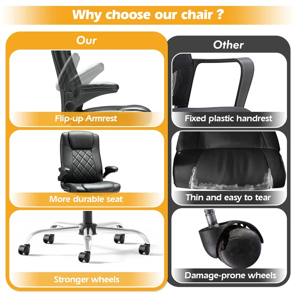 Leather Executive Office Chair with Armrest & Rocking Function – alternate product view