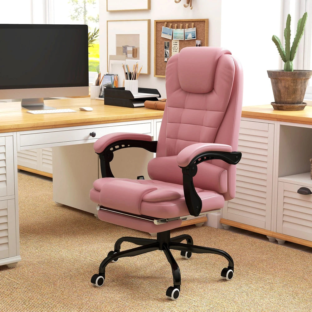 7-Point Massage Office Chair with Lumbar Support – Pink – Pink, 770x330x570 mm