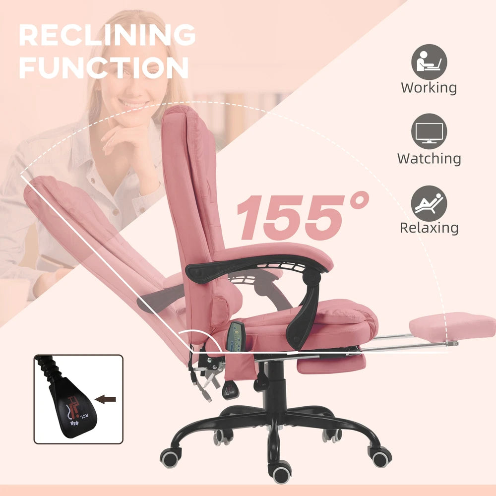 7-Point Massage Office Chair with Lumbar Support – Pink – alternate product view